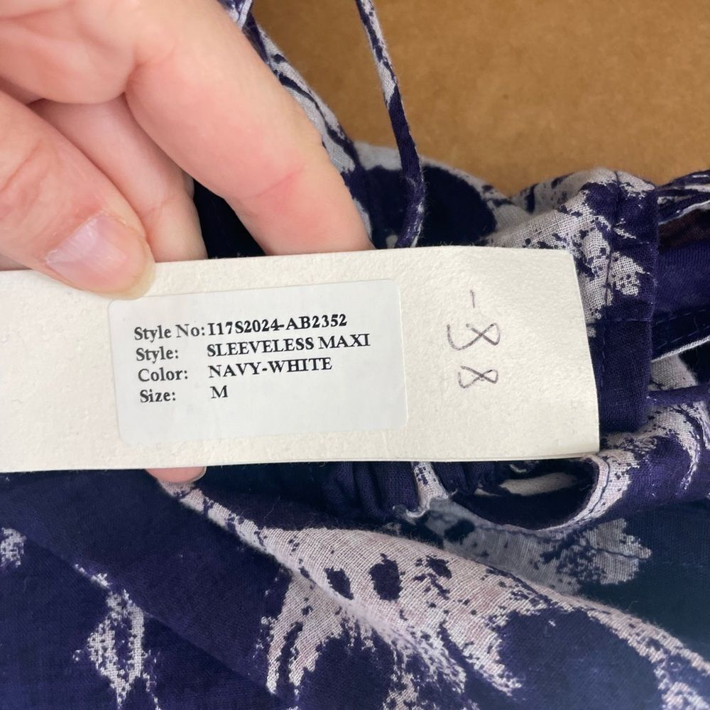 Dolma Blue White Sleeveless Maxi Dress Medium - Picture 11 of 15